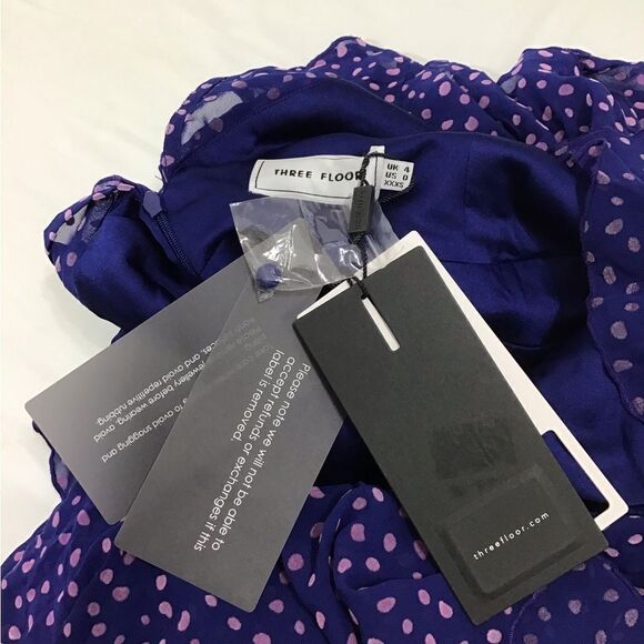 Anthropologie Three Floor Polka Dot Asymmetrical Hem Dress New Size 0 - Picture 8 of 12